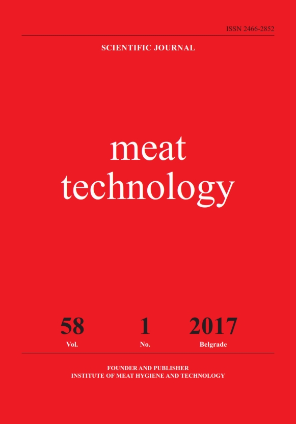“Meat Technology” is the scientific journal that publishes results of basic and applied research in the field of biotechnical sciences i.e. the following subcategories: veterinary sciences, food engineering and biotechnology.  Journal „Meat Technology“ is abstracted in FSTA (Food Science and Technology Abstract). Full text is available in CABI Database, EBSCO publishing, AGRIS Database and www.inmesbgd.com.
